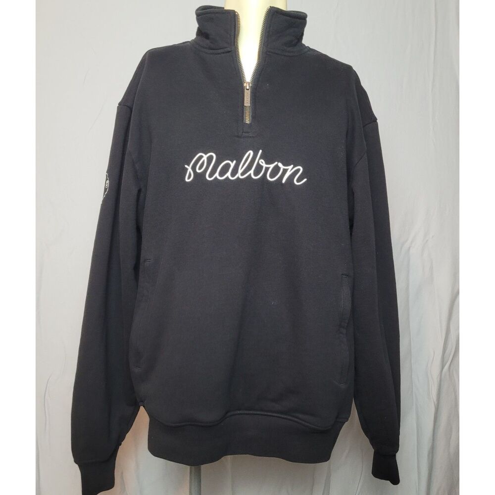 Malbon Golf Collegiate Sweatshirt 1/4 Zip Black XL